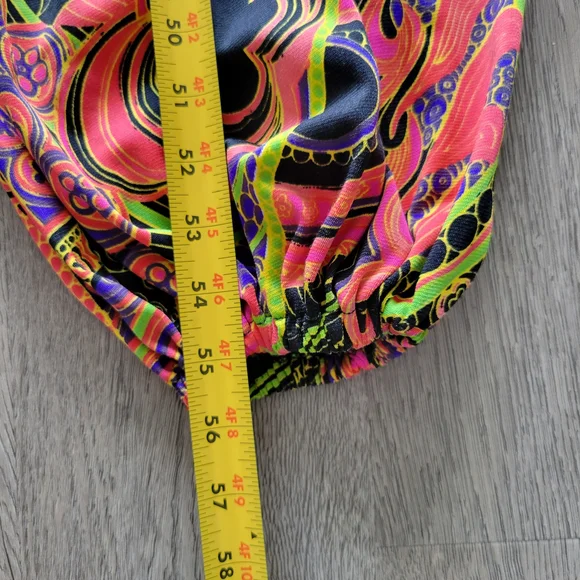 Vintage 70s 80s Vibrant Print Genie Artsy Multicolor Wide Leg Jumpsuit Sz Small - Picture 14 of 16